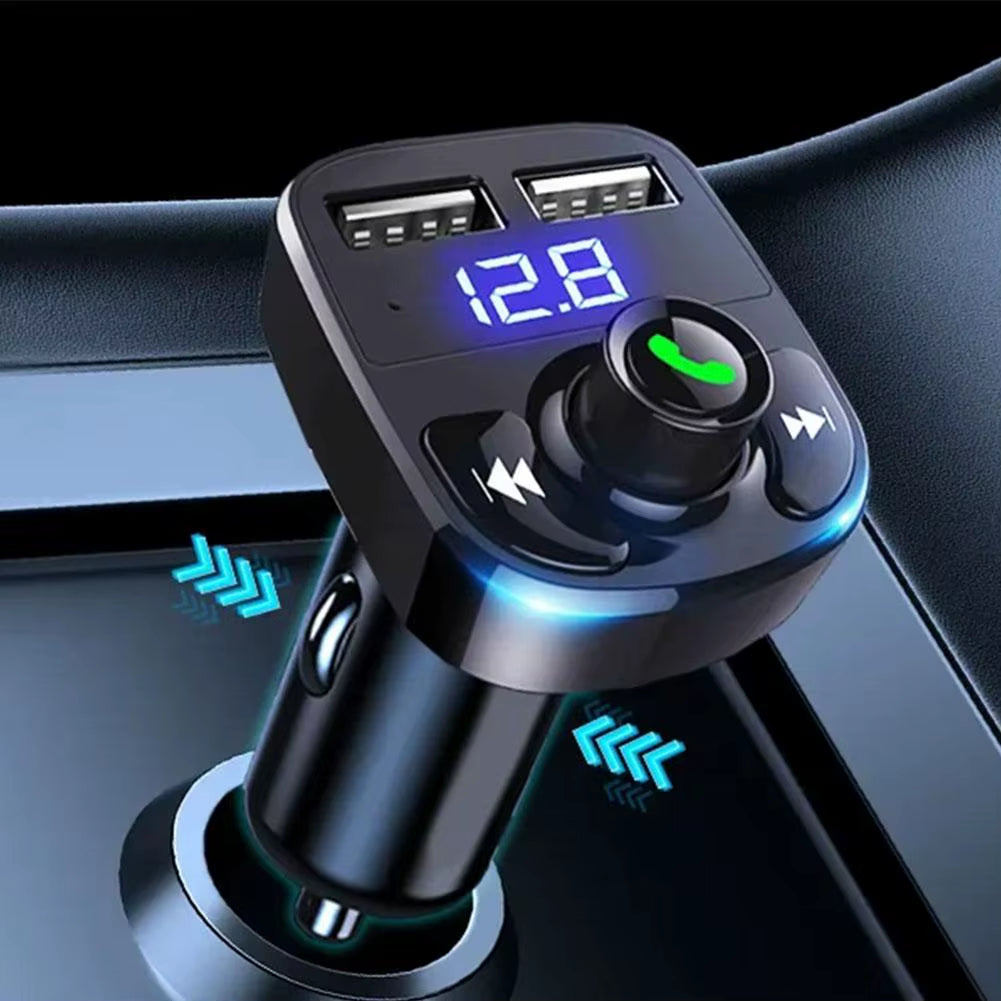 Wireless Bluetooth FM Transmitter & MP3 Player with Hands-Free Calling Radio Receiver Dual USB Charger & Music Stereo Adapter