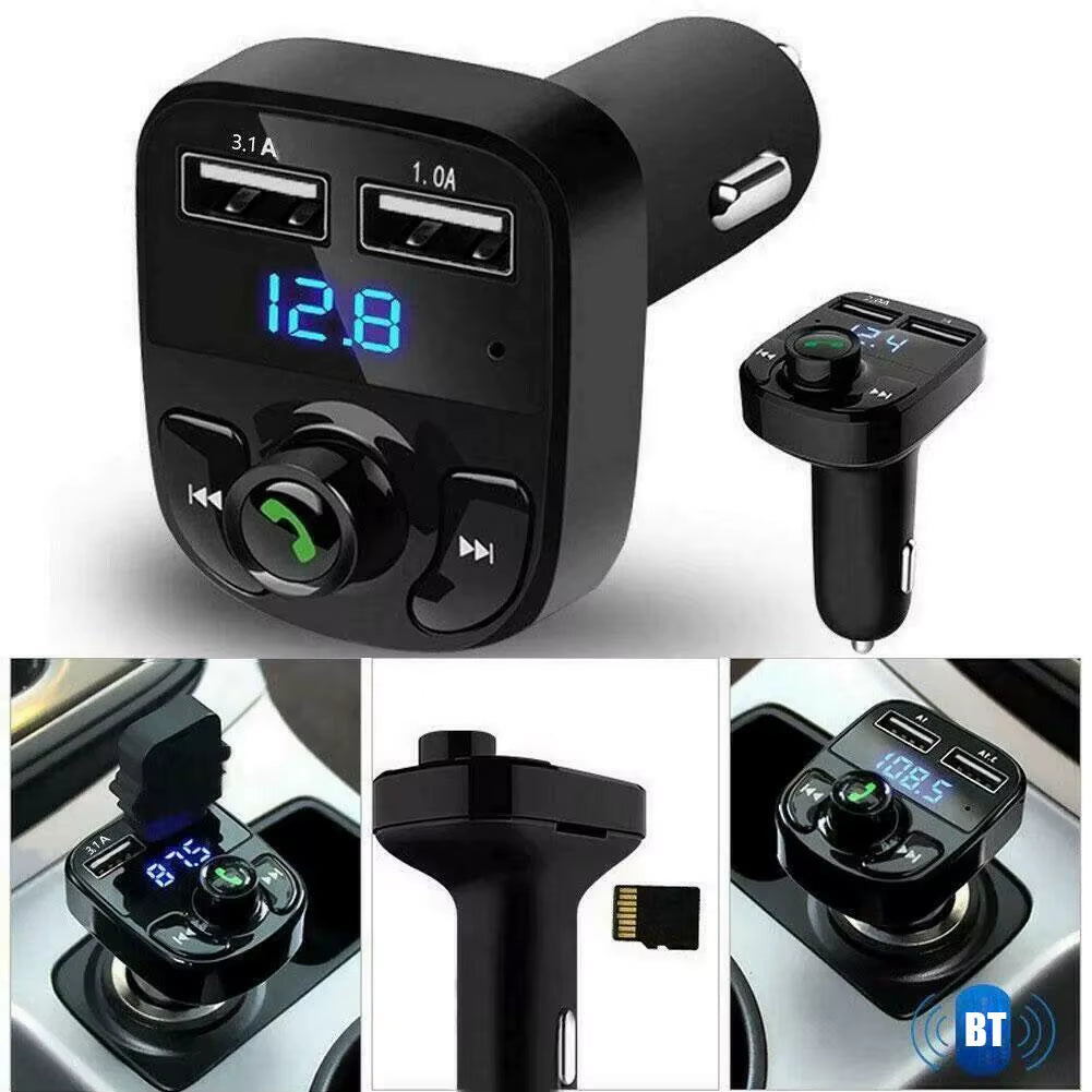 Wireless Bluetooth FM Transmitter & MP3 Player with Hands-Free Calling Radio Receiver Dual USB Charger & Music Stereo Adapter