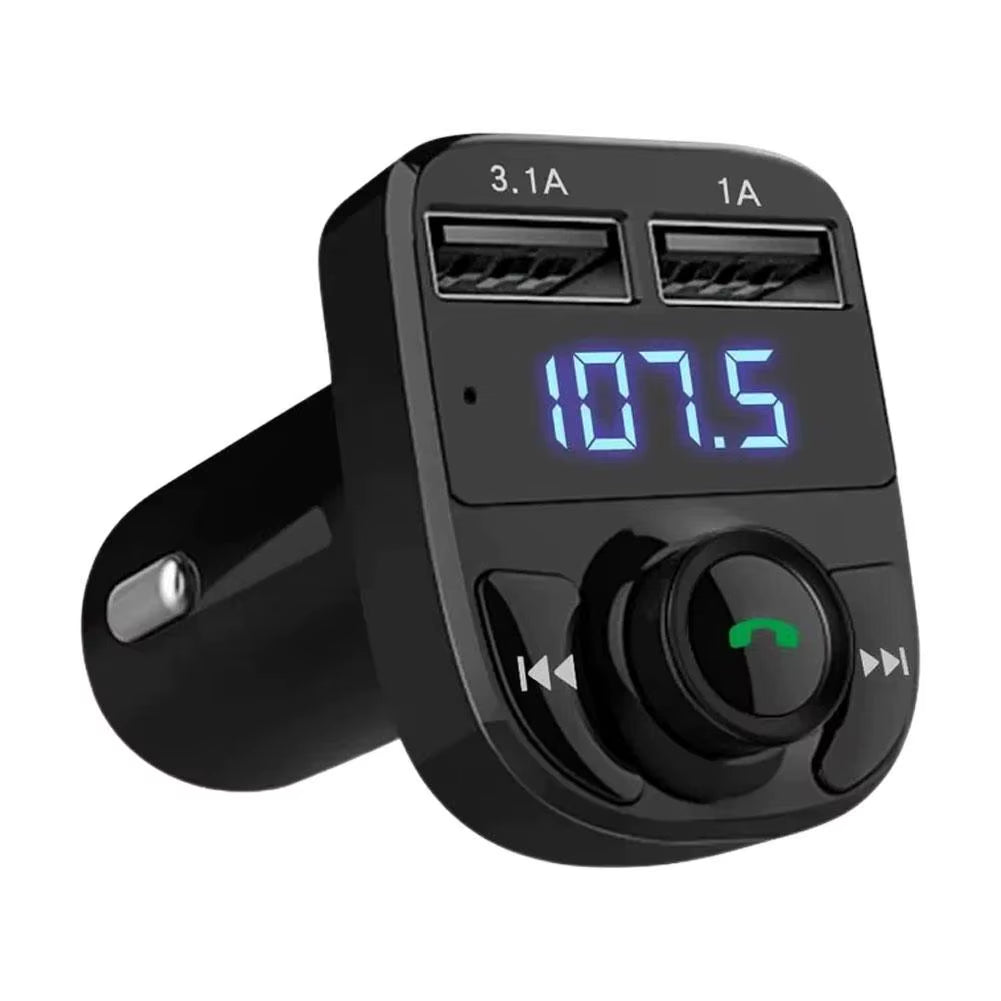 Wireless Bluetooth FM Transmitter & MP3 Player with Hands-Free Calling Radio Receiver Dual USB Charger & Music Stereo Adapter